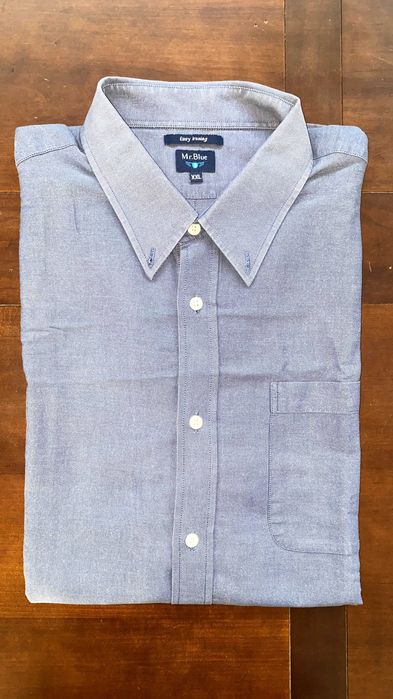 Camisa Mr. Blue Algodão Azul Manga Comprida Regular Fit