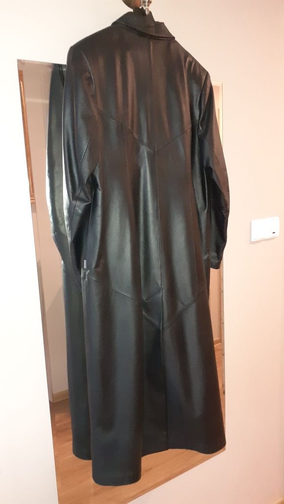 długi płaszcz skórzany damski czarny rozmiar XL