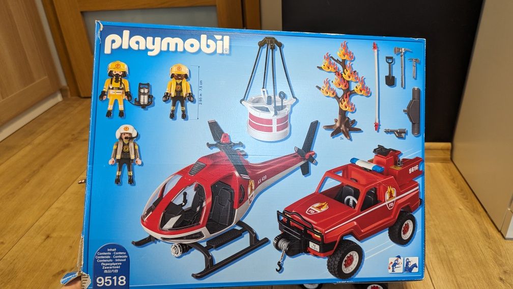 Zestaw klocki zabawek pożar straż helikopter Playmobil City Action 951