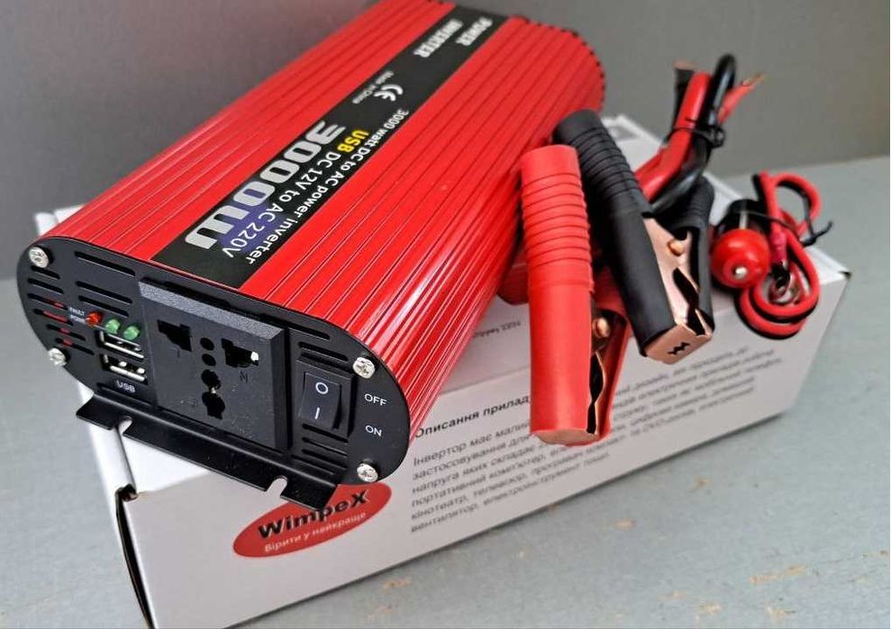Инвертор 3000W Преобразователь напряжения 12V 220V перетворювач
