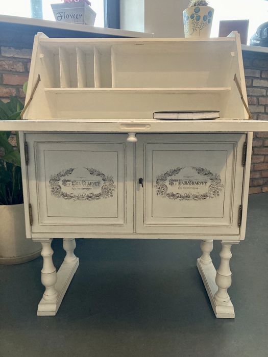 Sekretarz sekretarzyk komoda szafka biały Shabby Prowansja retro