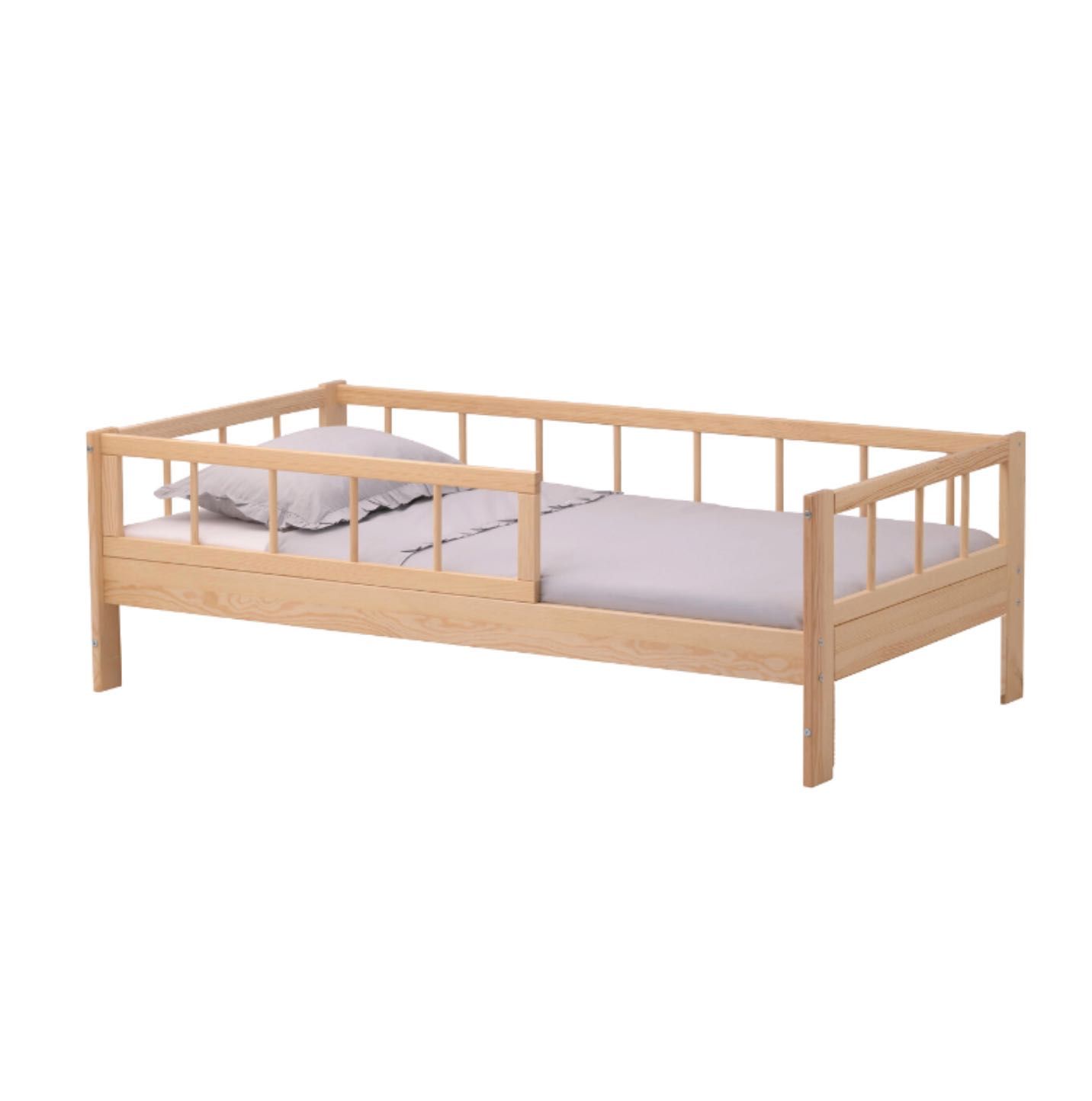 Łóżko 160x80 cm z barierkami naturalne drewno