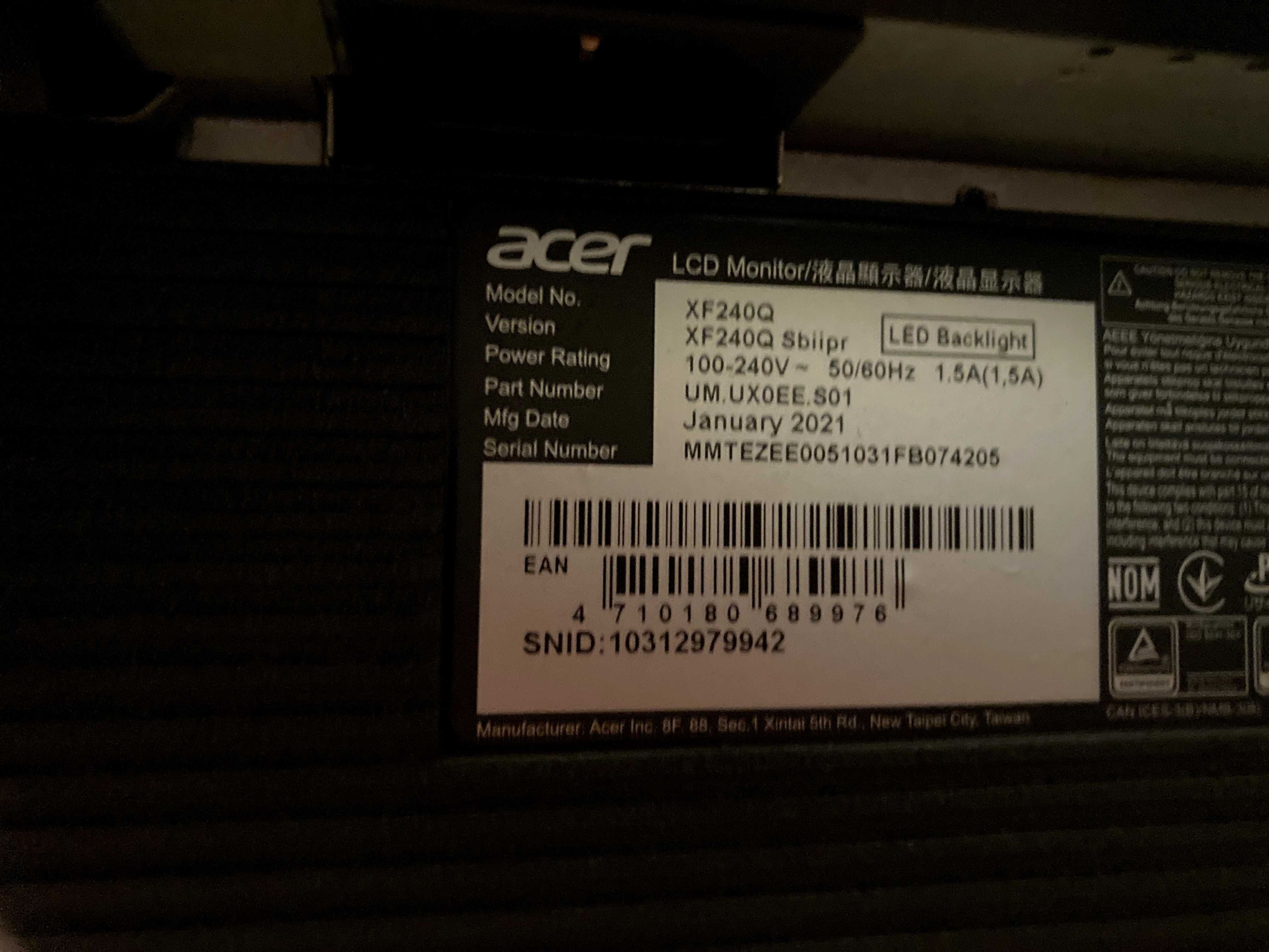 Monitor Acer XF240Q 165 Hz