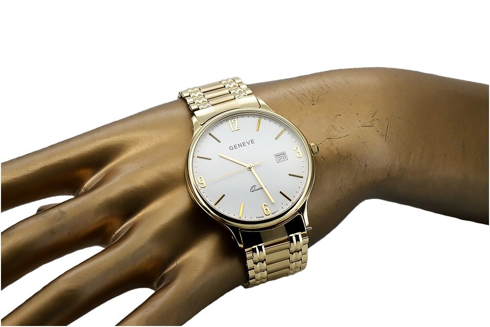 Złoty zegarek męski 14k 585 bransoletą Geneve mw017ydw&mbw006y Poznań
