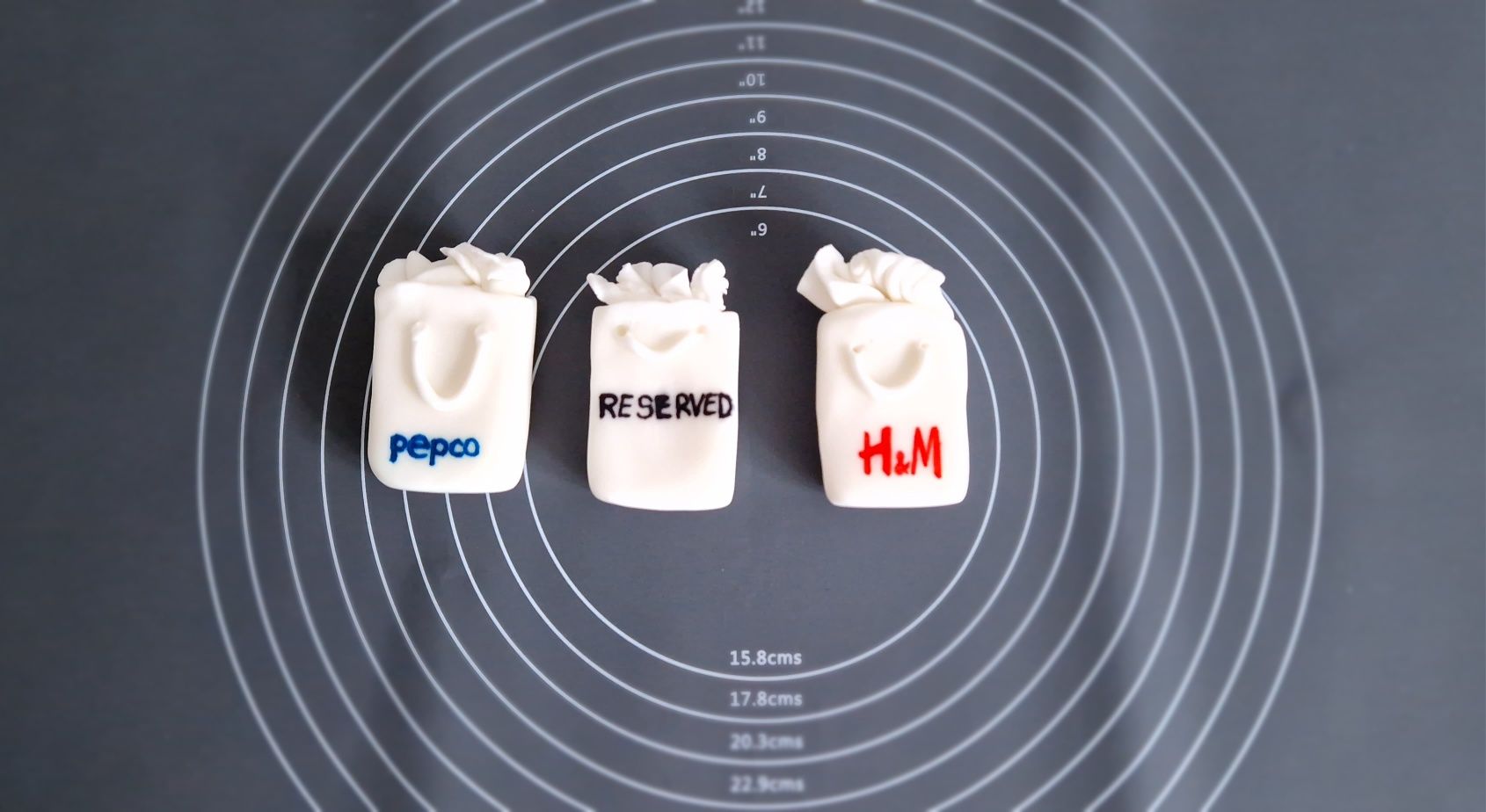 Torebki firmowe reklamówki zakupy H&M Pepco z mamy cukrowej na tort