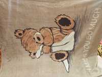 Плед покрывало одеяло детское с мишкой медвежонком 140 х 110 см