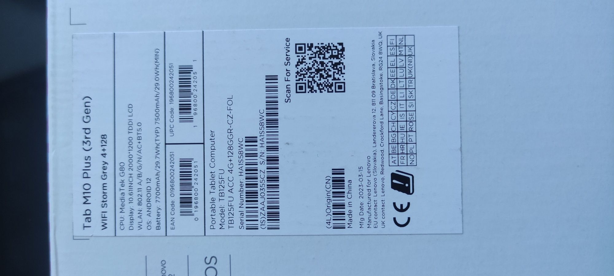 Планшет Lenovo Tab M10 Plus 3rd Gen 4/128