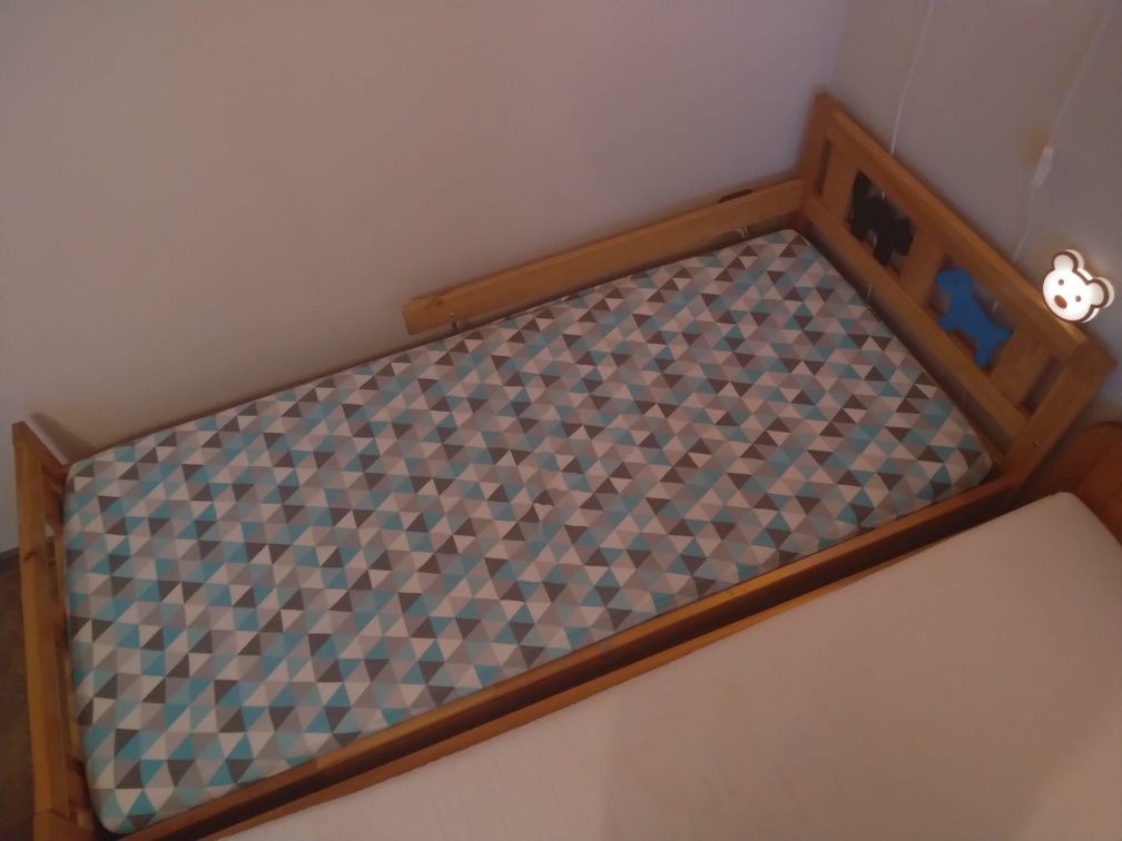 IKEA Kritter łóżko 70x160+barierka+materac lateksowy+prześcieradło