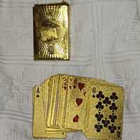 Baralho de cartas todo dourado de 100 dólares dos EUA em caixa dourada