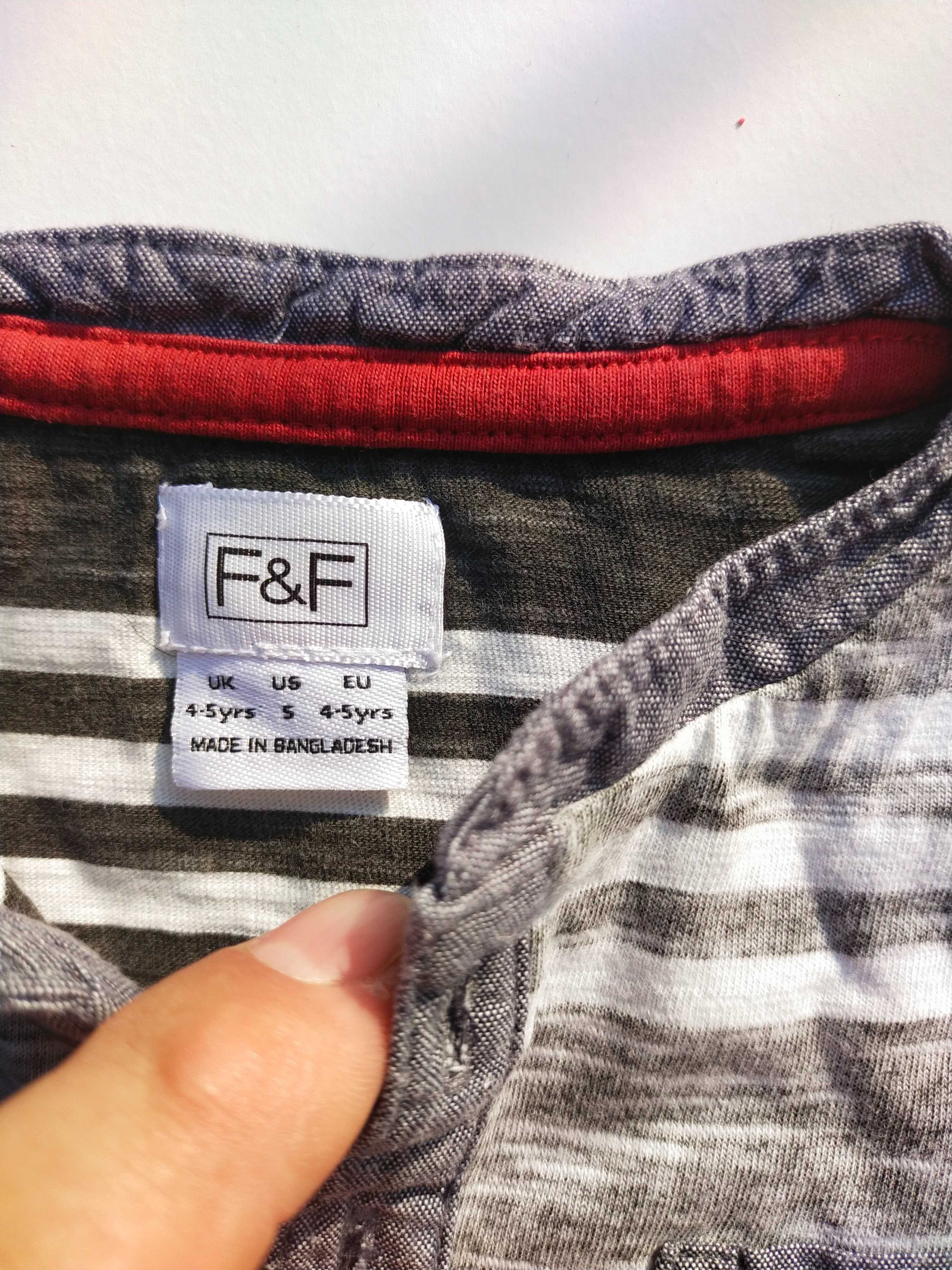 Koszulka chłopięca F&F szara 4-5 lat polo bez kołnierzyka