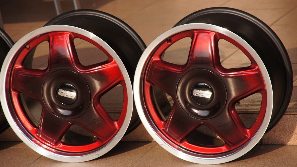 Alufelgi AUDI 8Jx16" et40 5x112 czarny i red candy, polerka rant