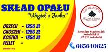 Skład opału. Węgiel KOMIR Groszek+ Kostka + Orzech 30-32 MJ/kg Pellet