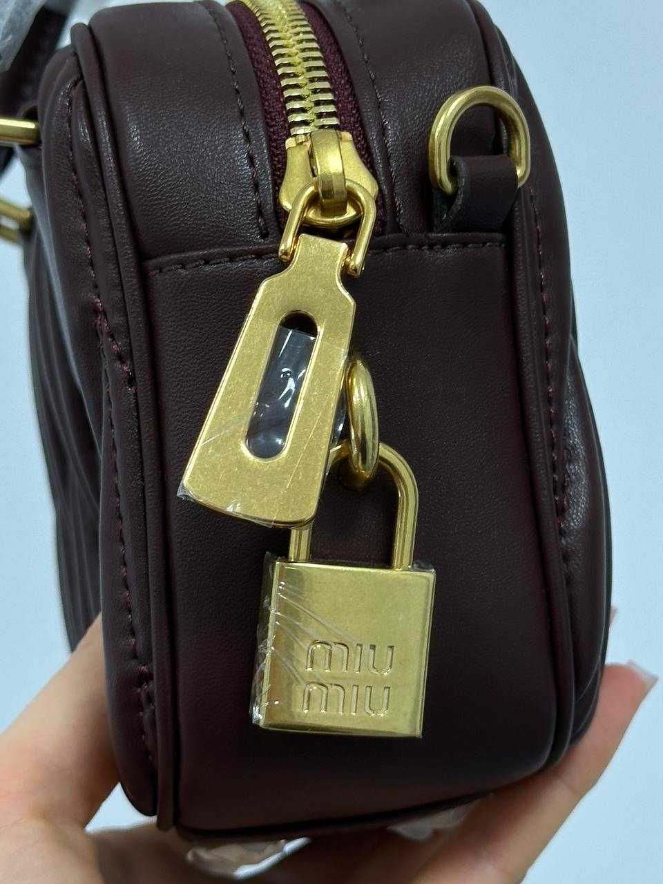 Жіноча сумка Miu Miu Arcadie Matelassé Nappa Leather Bag Burgundy