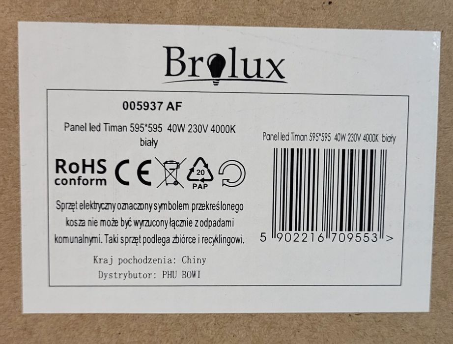 Panel led sufitowy 59.5x59.5