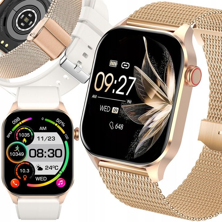 Smartwatch Damski Zegarek Pomiar Glukozy Ciśnienie Menu Pl Rozmowy 2 P