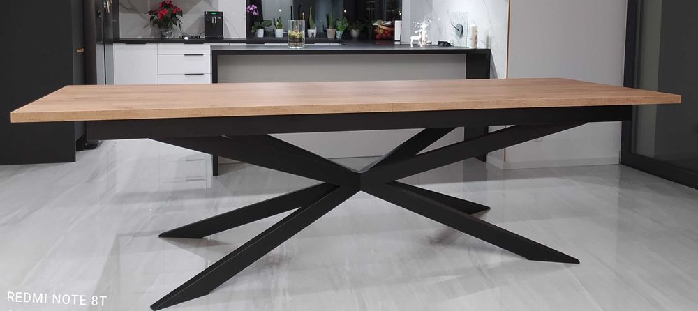 Stół rozkładany,  pająk, krzyżak, metal, loft  - 280 do 400/100/76