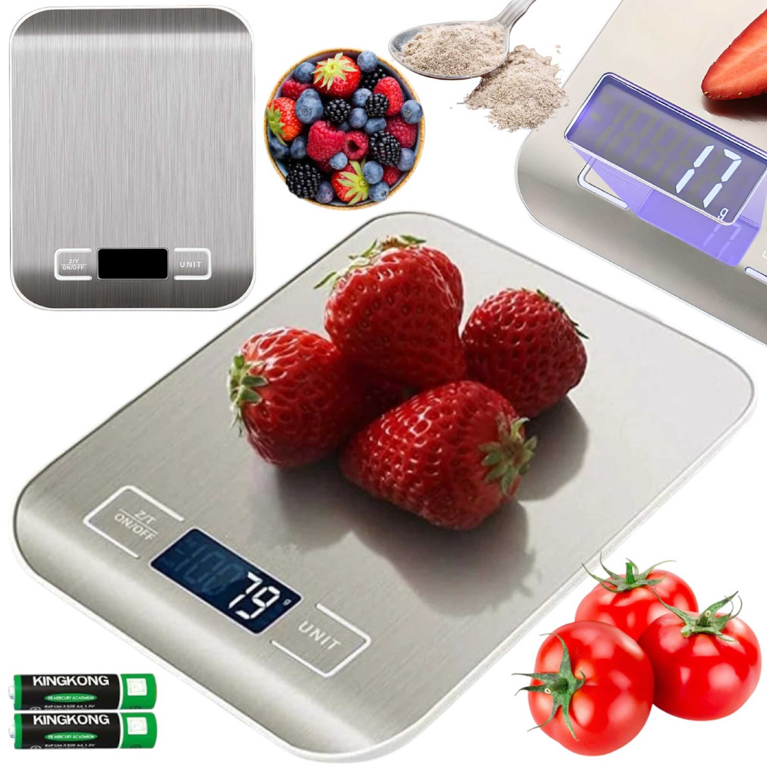 Cyfrowa waga kuchenna elektroniczna stal nierdzewna 10kg + baterie