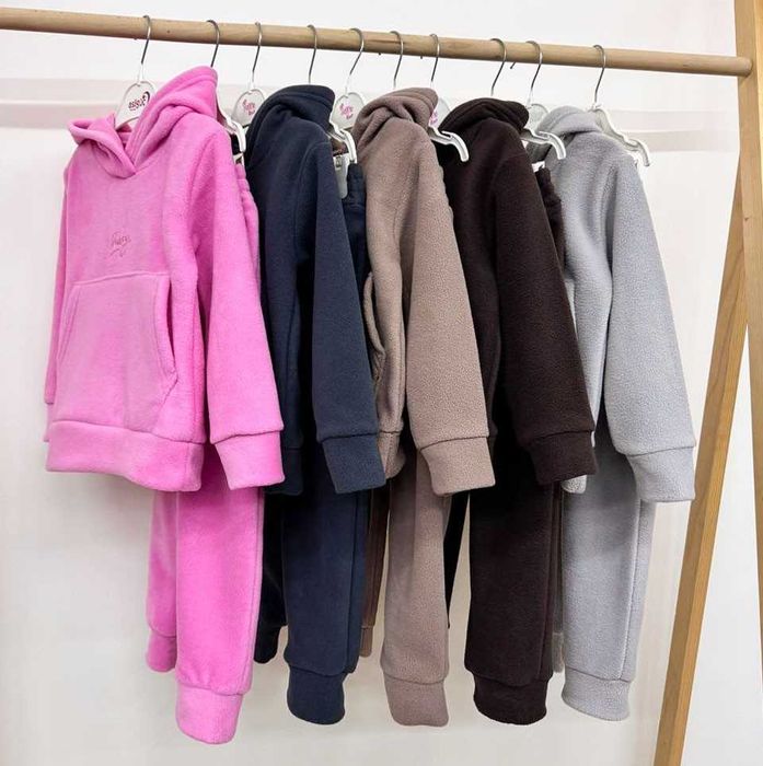 Теплий флісовий костюм 98-158 см костюм фліс полар осінь/зима капюшон