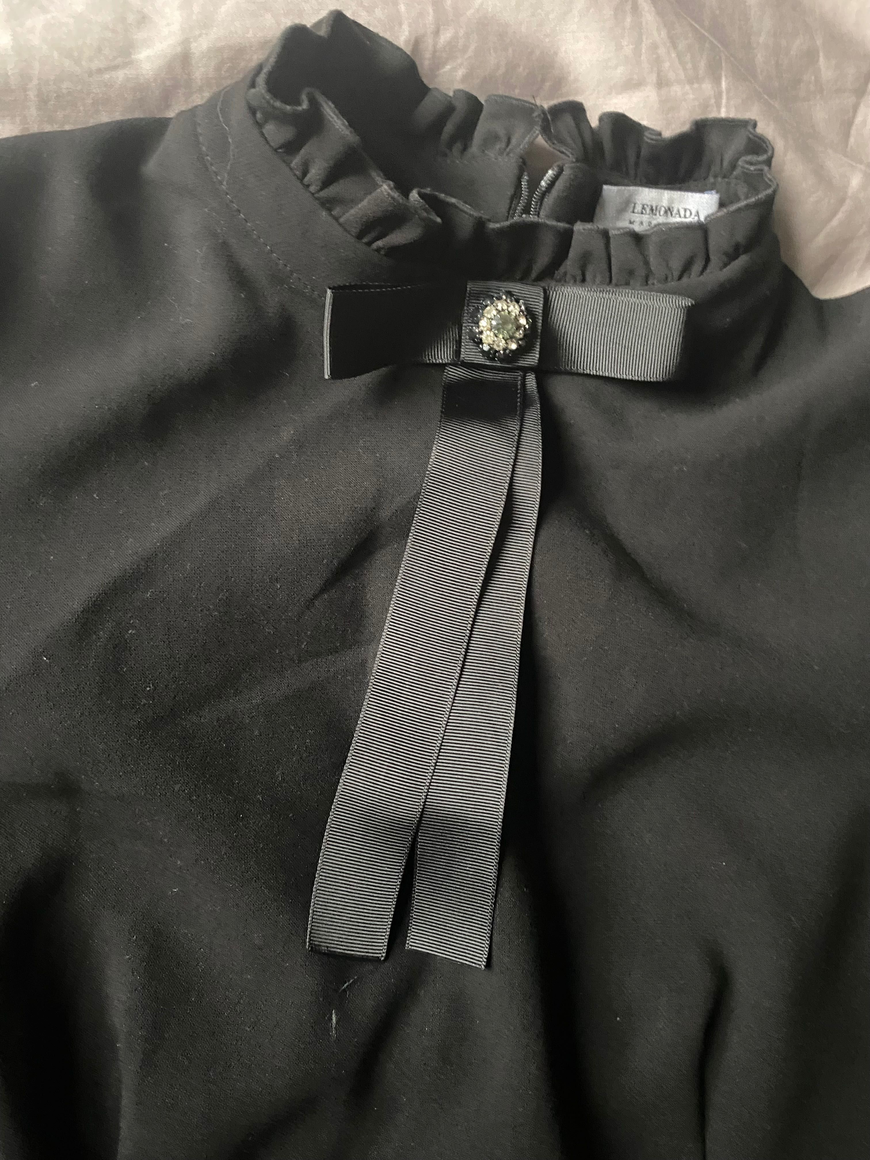 Sukienka elegancka czarna rozmiar 34 z kokardą