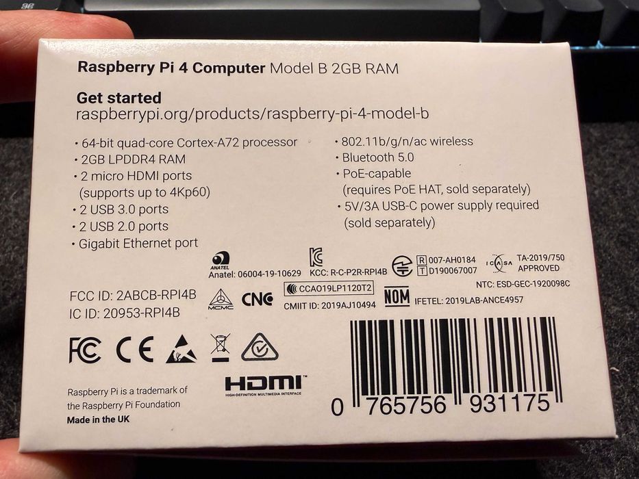 Raspberry Pi 4 model B WiFi DualBand Bluetooth 2GB + metalowa obudowa