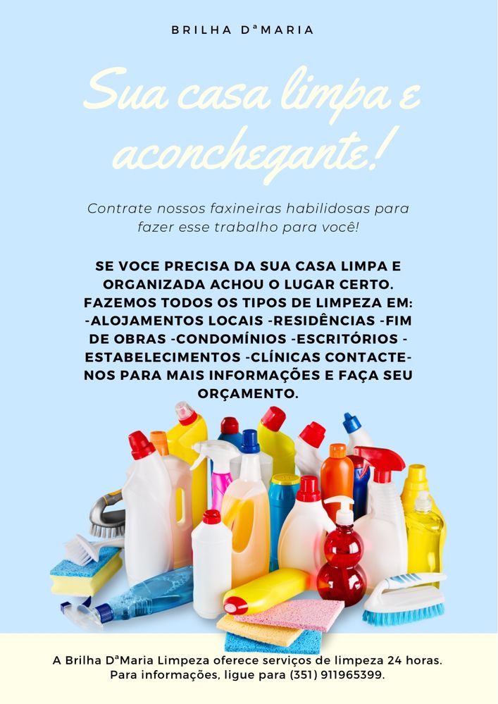Sua casa limpa e aconchegante! Prestamos todo tipo de serviços…