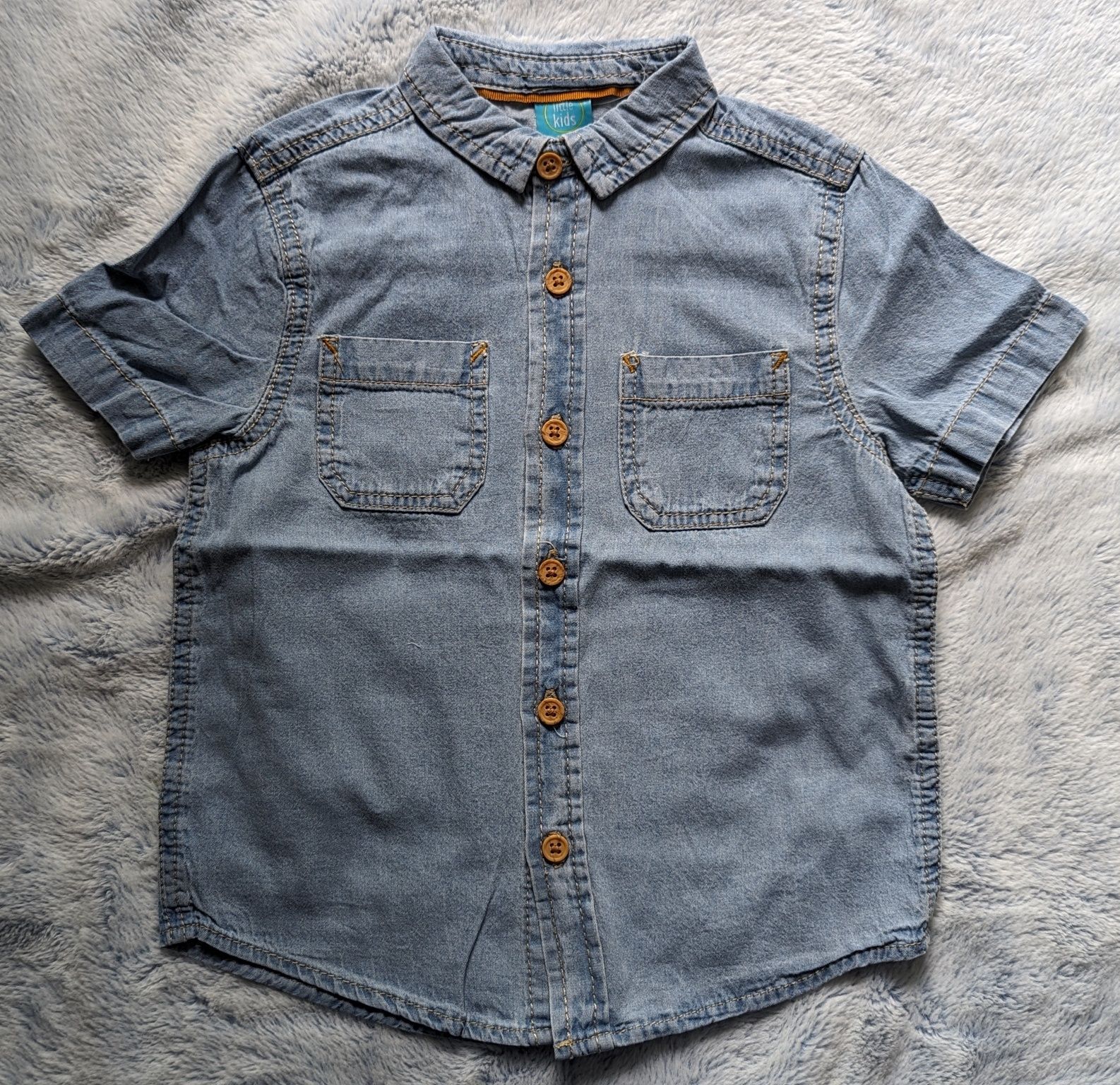 Jeansowa koszula chłopięca krótki rękaw r. 104