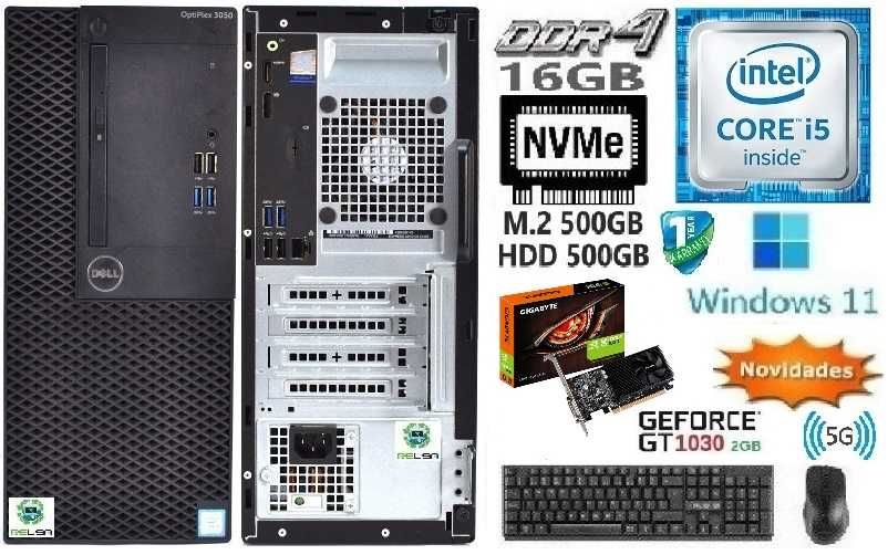 Pç/Torre Gamer DELL 6ªG|i5-3.2G|16G|NVMe512+HDD500|GT1030-2G|5G+BT|W11