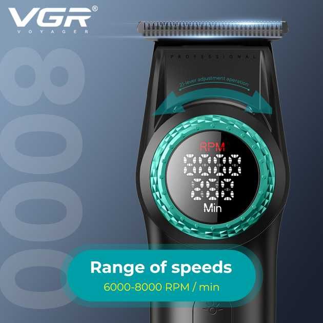 Аккумуляторная машинка для стрижки VGR V-977 триммер LED display