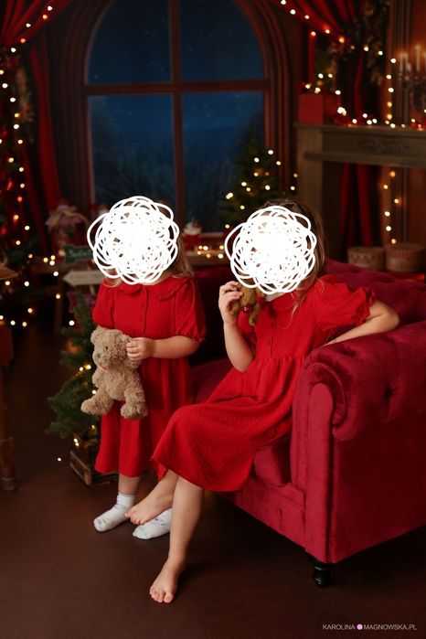 Sukienki świąteczne dla sióstr 110,128