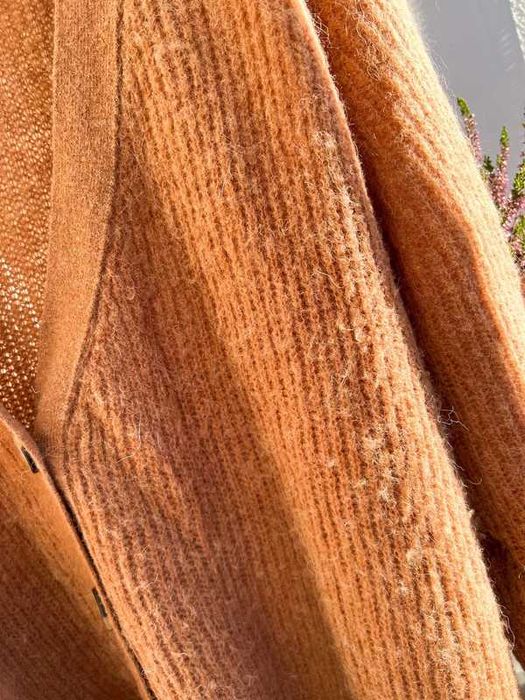 Rudo brązowy wełniany kardigan oversize MLE Collection Mackay M