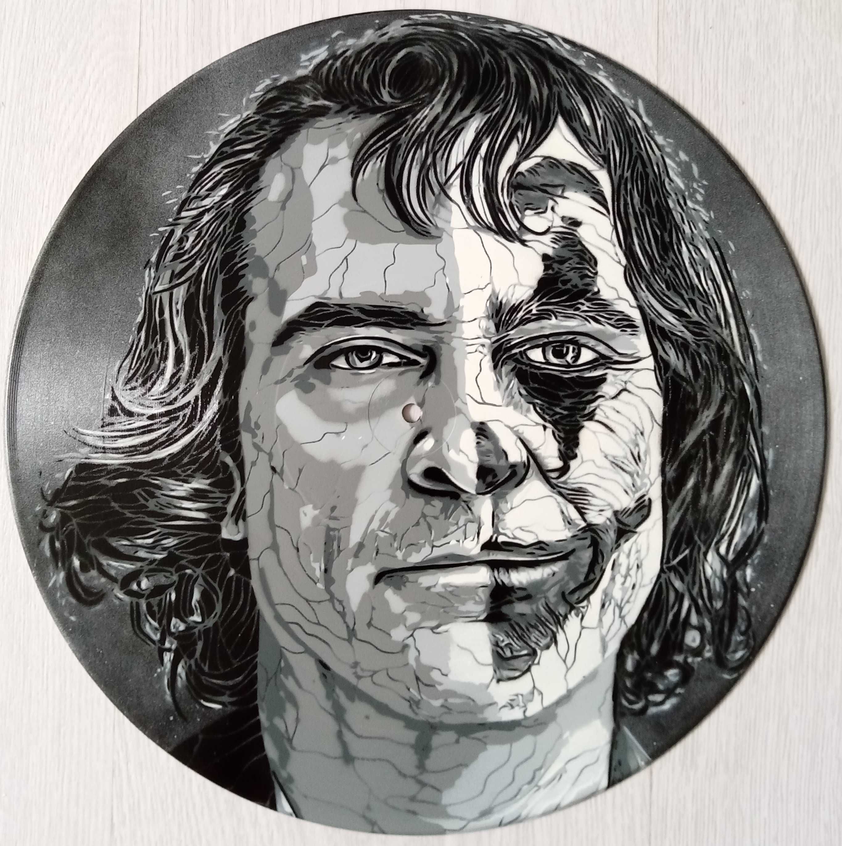 Joker Joaquin Phoenix /Heath Ledger pintura original em disco de vinil