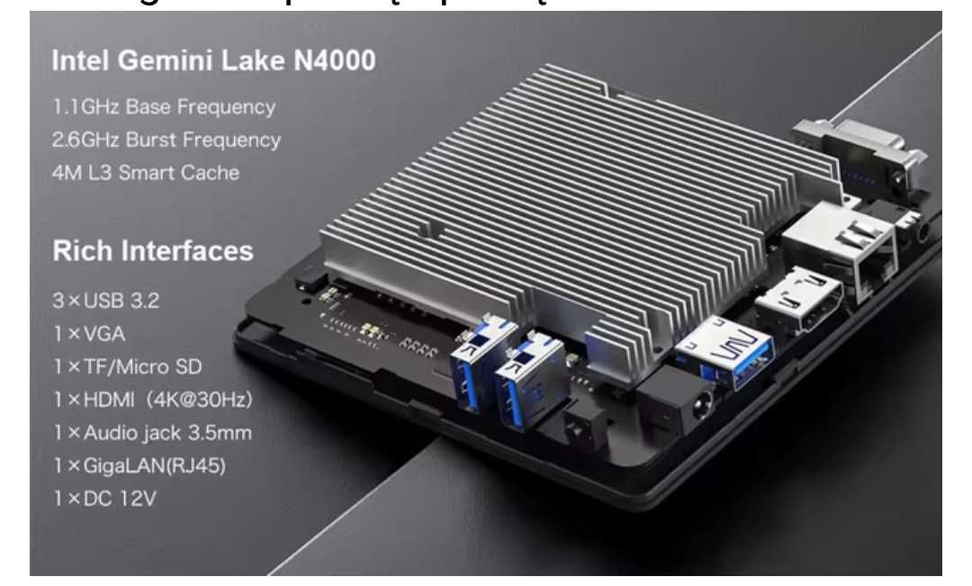 Mini PC serwer Alexa Home Assistant MLLSE M2 6/128GB N4000 pobór 6W