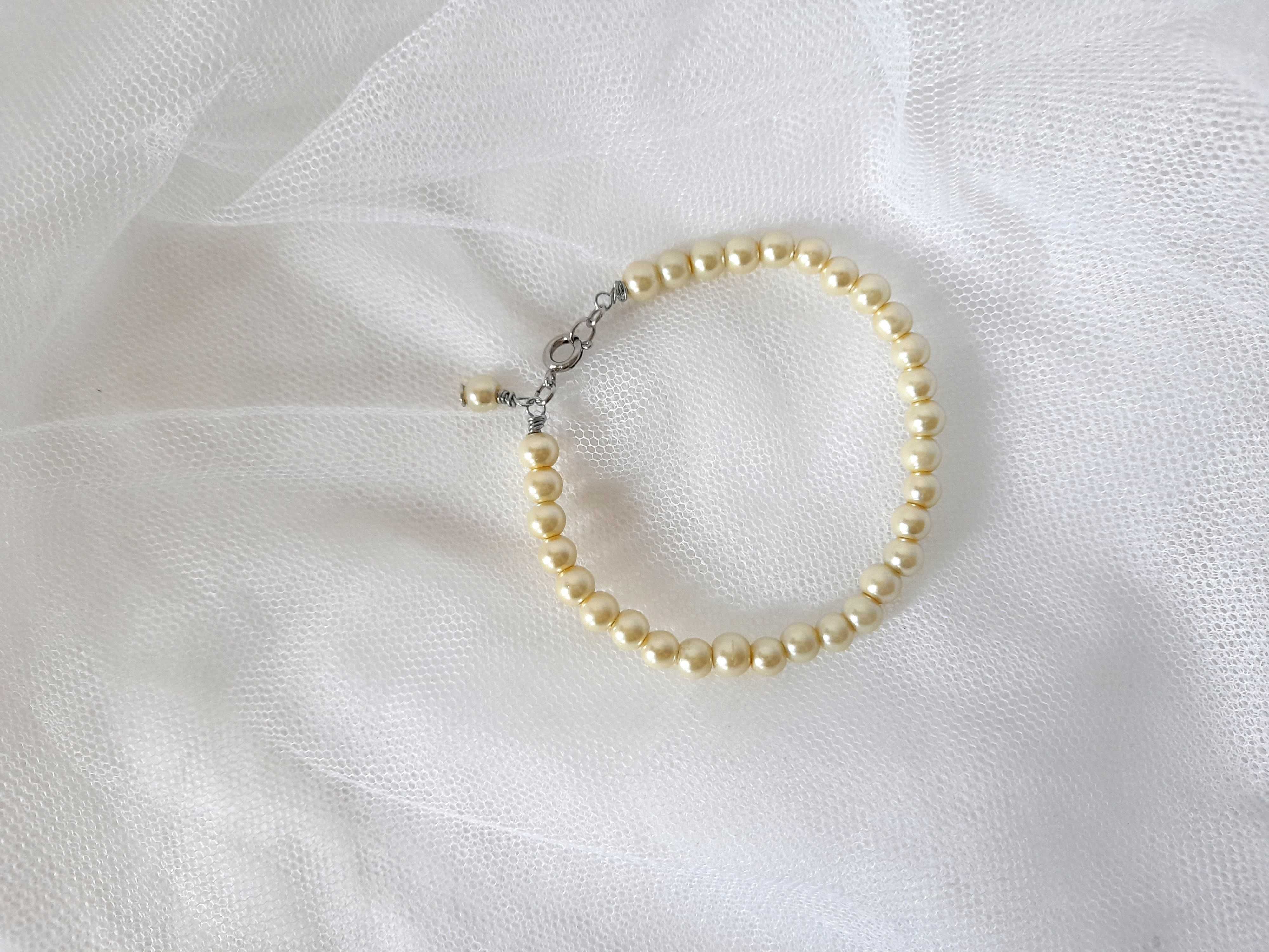 Pulseira vintage de pérolas de vidro