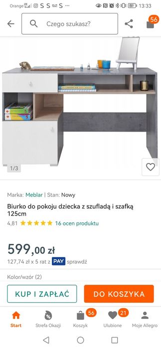 Biurko z szufladą i szafką