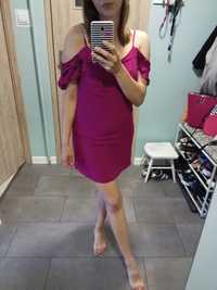 Sukienka fioletowa opadające ramiona mini Bershka L