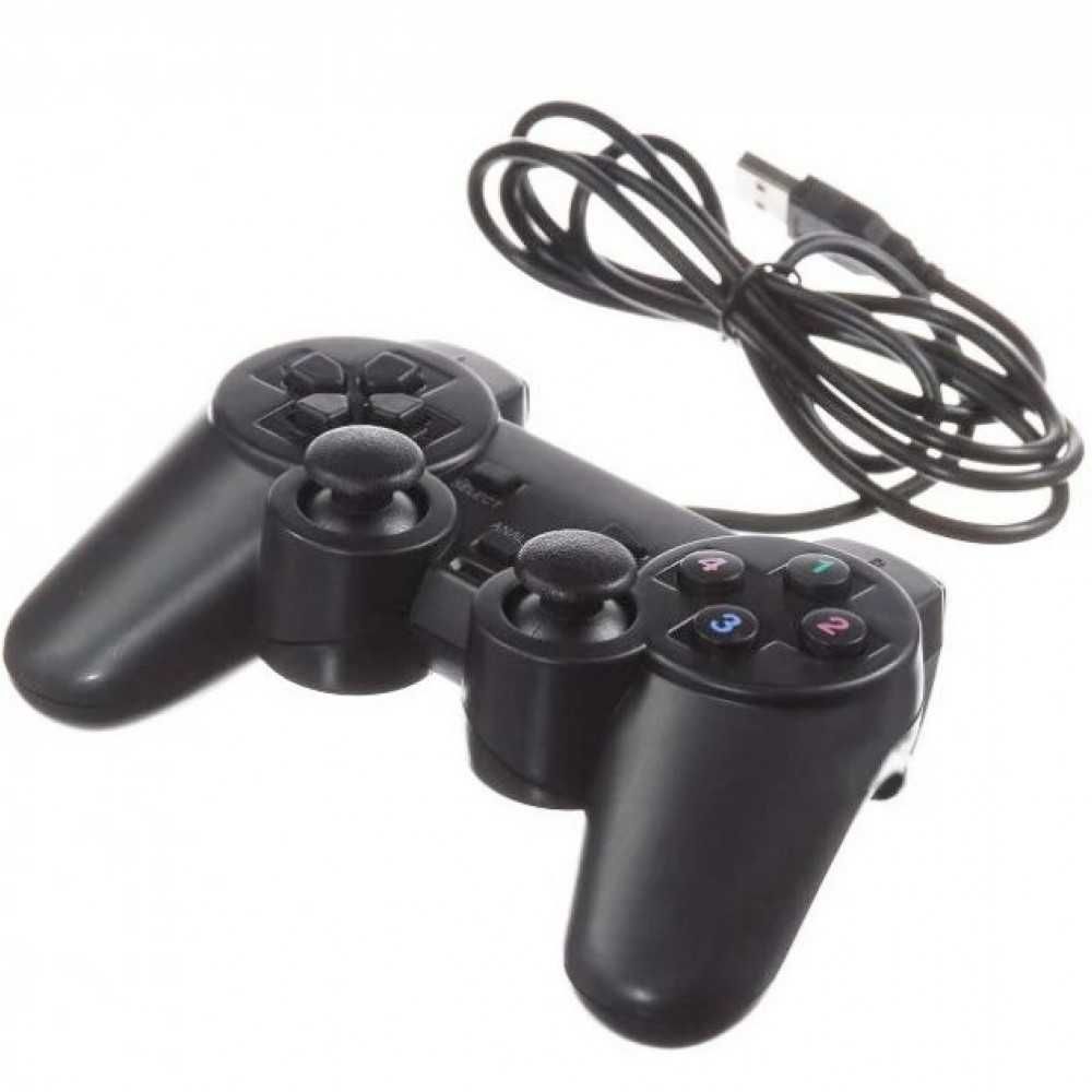 USB джойстик для ПК PC GamePad DualShock вібро чорного кольору