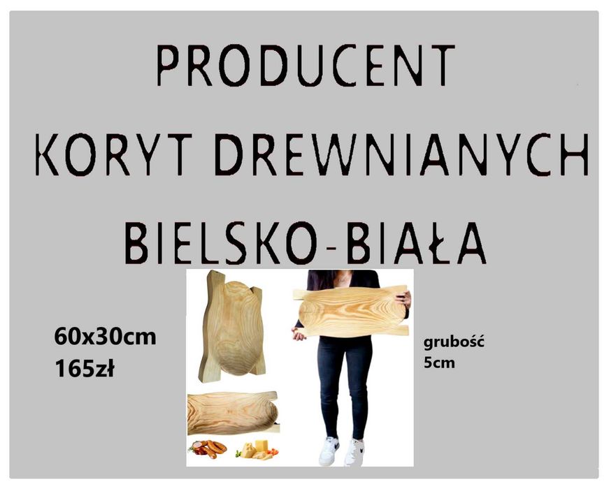 Duża TACA Drewniana z Uchwytami KORYTO na Jedzenie TACE od PRODUCENTA