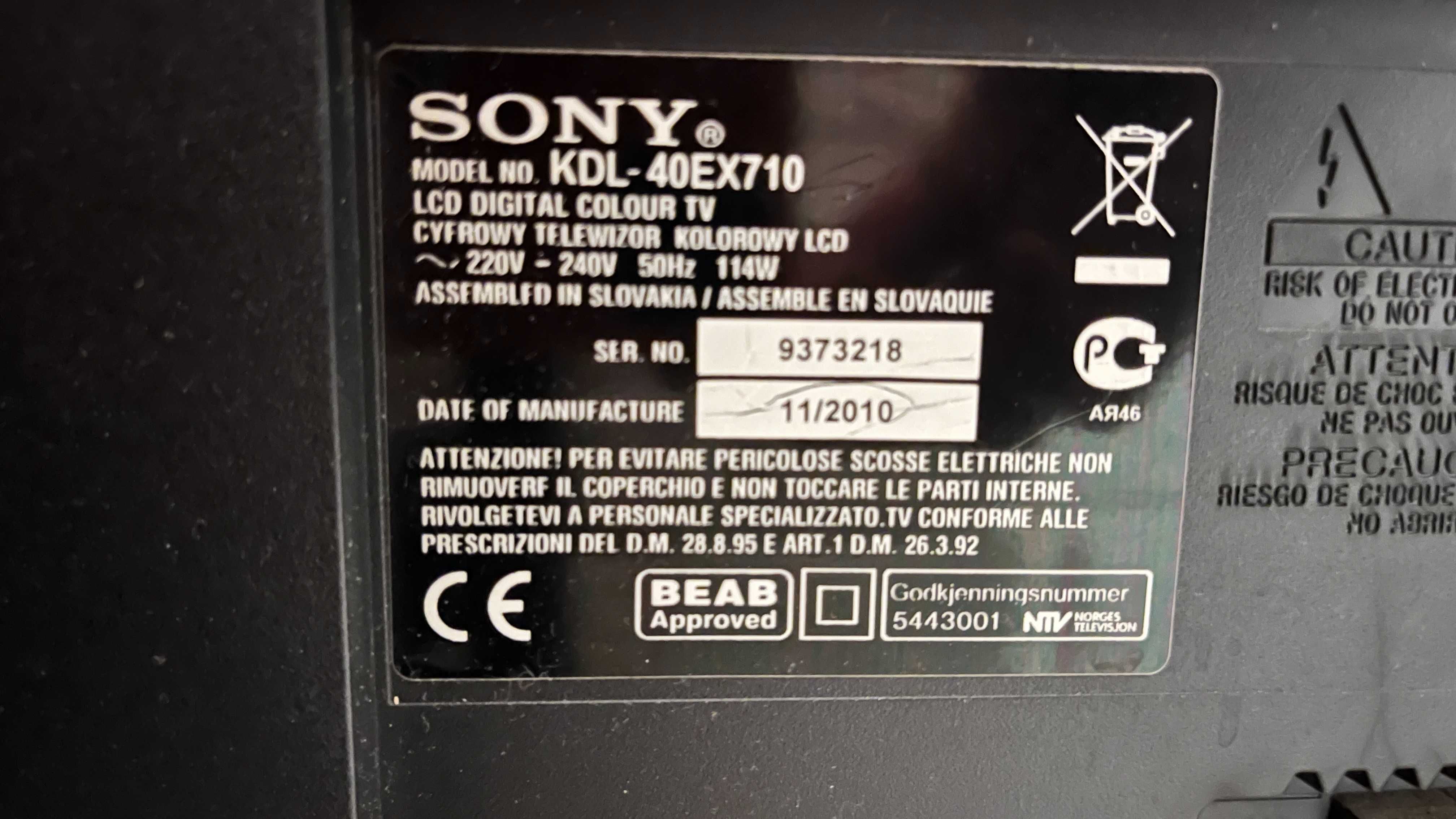 sony bravia KDL-40EX710 - uszkodzony