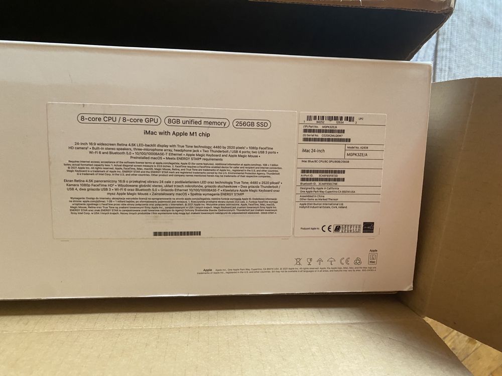 Apple iMac M1 Blue 24” 5K 8 CPU 8 GPU 8GB RAM 256GB SSD