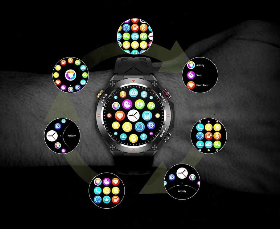 Smartwatch KC82 Inteligentny 1,45 cala z GPS , 650Mah duży akumulator