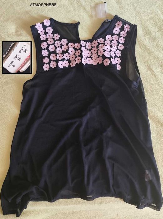 Top preto floral - tamanho 36
