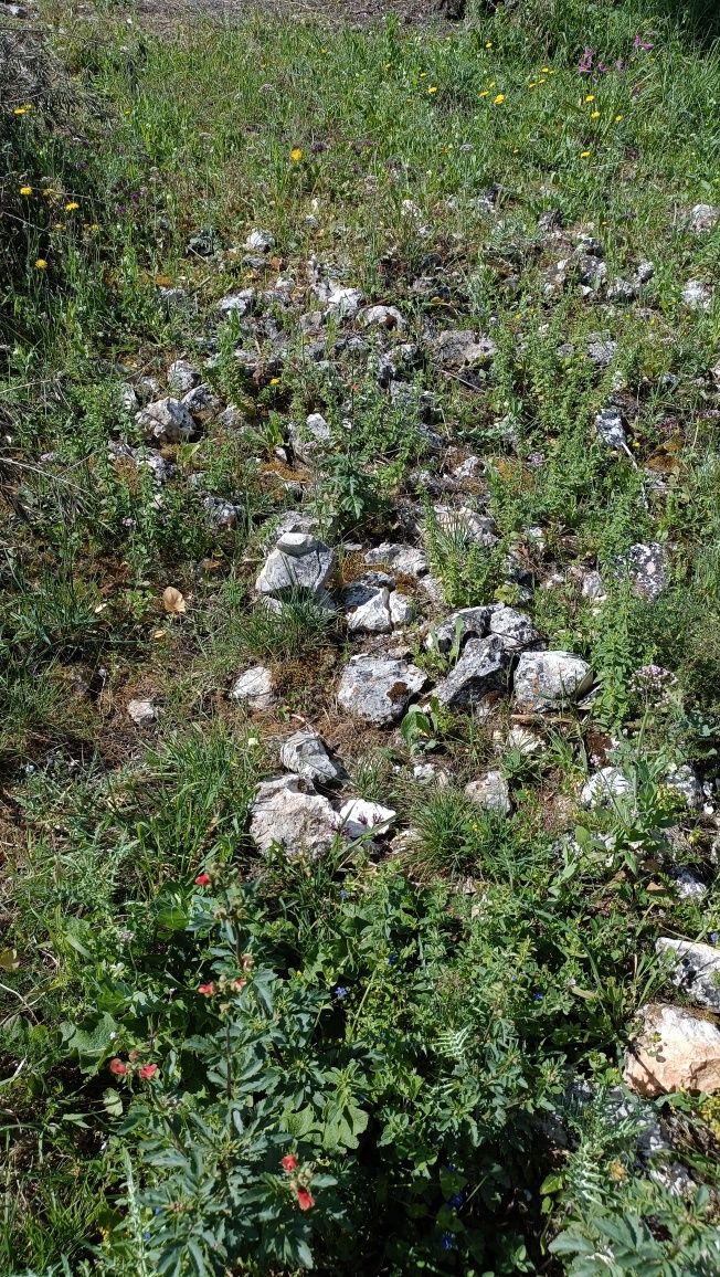 Pedra solta para construção (enrocamento), em terreno á beira da estra