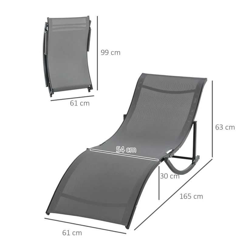 2 espreguiçadeiras ergonómicas dobráveis em forma de S - Cinzento