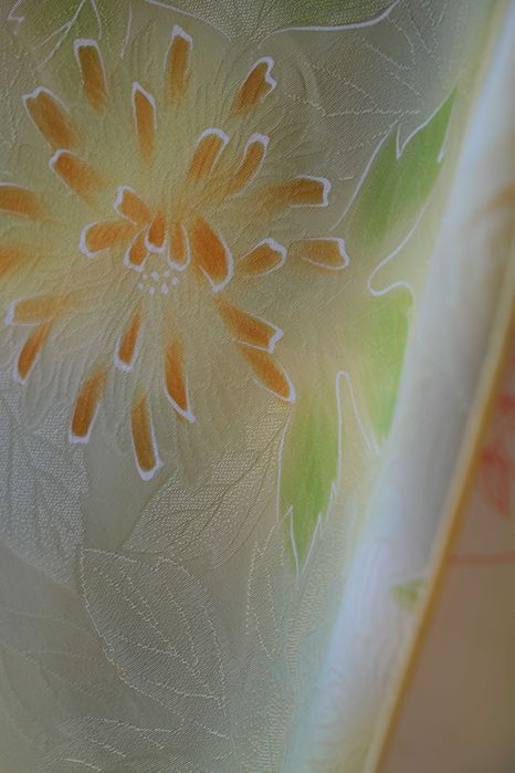 Zielone jedwabne haori japońskie narzutka na kimono marynarka w kwiaty