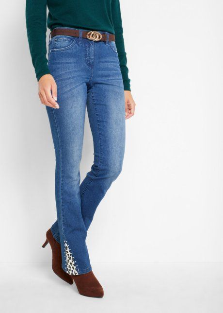 B.P.C jeansy bootcut z cętkami r.46