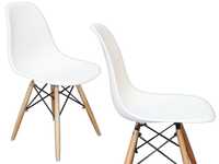 Krzesło Paris białe skandynawski do jadalni kuchni biura bukowe nogi