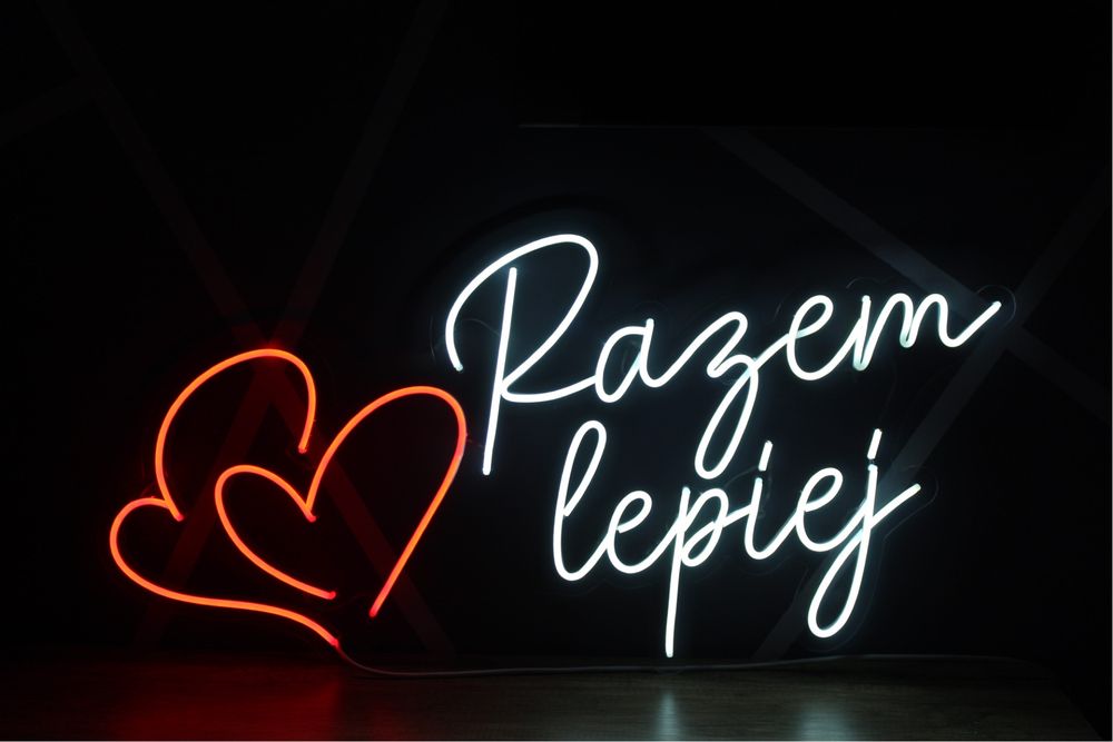 Neon Led „Razem Lepiej + serca”