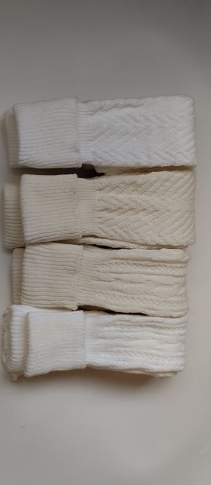 Гетри білі вище коліна в'язані теплі