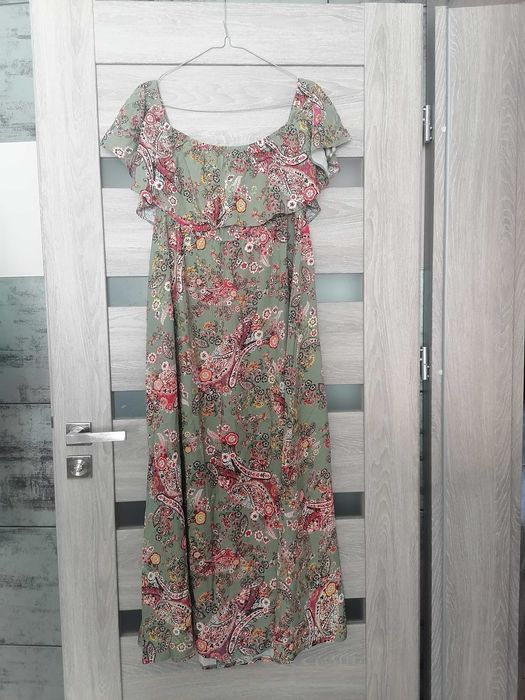 Nowa sukienka hiszpanka maxi w kwiaty 42 wiskoza