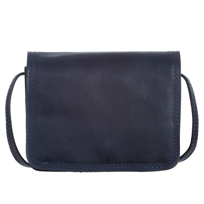 VERA PELLE torebka damska skórzana listonoszka z klapą V562 granatowa